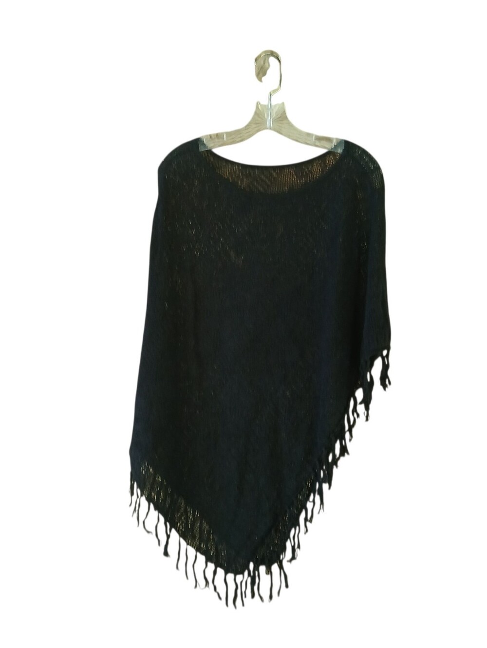 Unbranded Black Crochet Asymmetric Poncho OzmS
